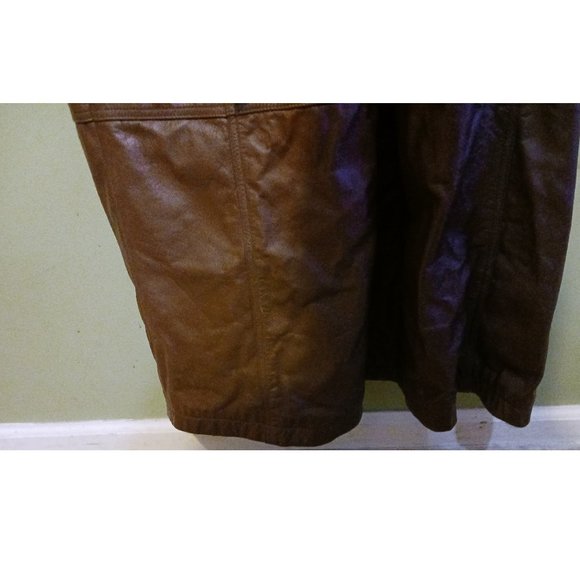 Vintage 80s Together Leather Double Breasted Maxi Trench Coat Brown Womens Sz 16 - Picture 9 of 16